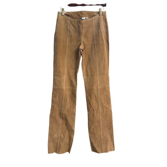 Wilsons Leather Womens Pants 4 Genuine Suede Pants Tan Zipper Closure - Picture 1 of 11